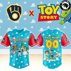 Milwaukee Brewers x Toy Story Night Woody Buzz Lightyear Custom Baseball Jersey 2