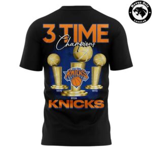 New York Knicks 2026 NBA 3 Time Basketball World Champions T Shirt 6
