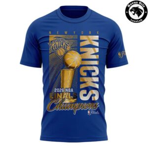 New York Knicks 2026 NBA Champions 3 Time Gold Trophy Shirt 5