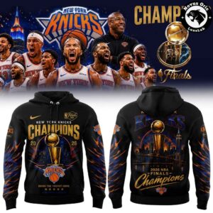 New York Knicks 2026 NBA Finals Champions 3-Time Gold Trophy Hoodie