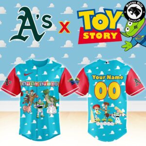 Oakland Athletics x Toy Story Night Woody Buzz Lightyear Custom Baseball Jersey 2
