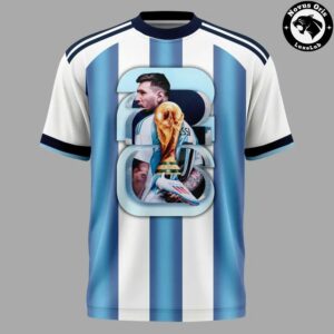 Official Lionel Messi Argentina World Cup Trophy Graphic Shirt 2