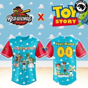 Rochester Red Wings x Toy Story Night Woody Buzz Lightyear Custom Baseball Jersey 3