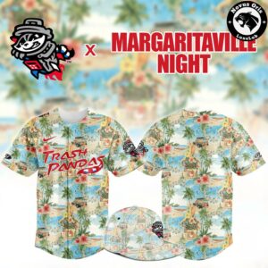 Rocket City Trash Pandas x Margaritaville Night Hawaiian Limited Edition Baseball Jersey 2