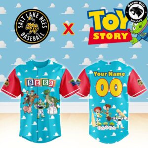 Salt Lake Bees x Toy Story Night Woody Buzz Lightyear Custom Baseball Jersey 2