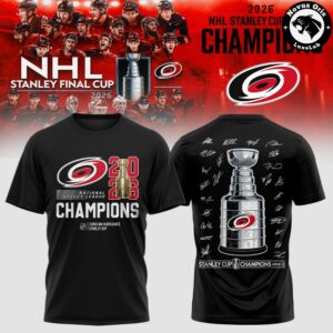 Signed Carolina Hurricanes 2026 Stanley Cup Champions T Shirt 2
