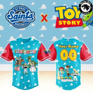 St Paul Saints x Toy Story Night Woody Buzz Lightyear Custom Baseball Jersey 2