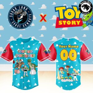 Sugar Land Space Cowboys x Toy Story Night Woody Buzz Lightyear Custom Baseball Jersey 2