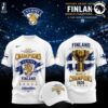 Suomi Finland 5 Time Ice Hockey World Champions 2026 Graphic Tee