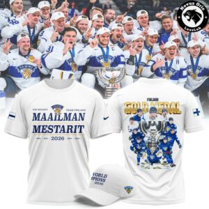 Suomi Finland 5 Time Ice Hockey World Champions 2026 Graphic Tee 2