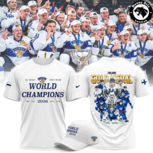 Suomi Finland 5 Time Ice Hockey World Champions 2026 Graphic Tee 3