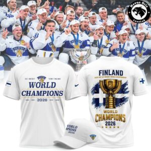 Suomi Finland 5 Time Ice Hockey World Champions 2026 Graphic Tee 4