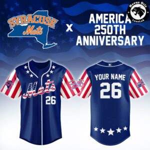 Syracuse Mets America 250th Anniversary Custom Patriotic Fan Gear Baseball Jersey 2