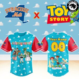 Syracuse Mets x Toy Story Night Woody Buzz Lightyear Custom Baseball Jersey 2