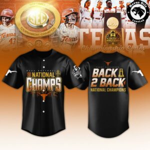 Texas Longhorns 2026 National Champions Back 2 Back WCWS Softball Jersey 3