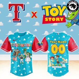 Texas Rangers x Toy Story Night Woody Buzz Lightyear Custom Baseball Jersey 2