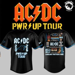 ACDC x Carolina Panthers Power Up Tour 2026 Baseball Jersey 3