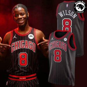 Chicago Bulls Wilson 8 Black Red Pinstripe Basketball Jersey