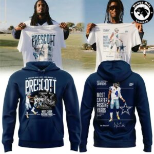 Dak Prescott Dallas Cowboys Most Career Passing Yards Record Hoodie 3