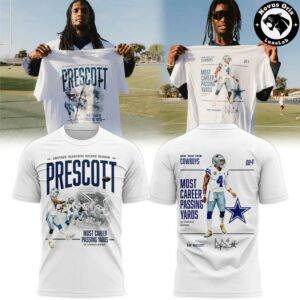 Dak Prescott Dallas Cowboys Most Career Passing Yards Record T-Shirt