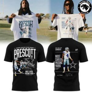 Dak Prescott Dallas Cowboys Most Career Passing Yards Record T Shirt 2