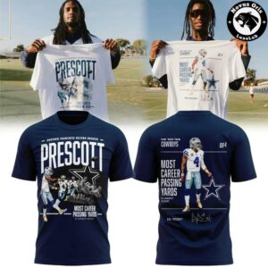 Dak Prescott Dallas Cowboys Most Career Passing Yards Record T Shirt 3