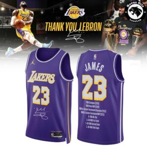 LeBron James Los Angeles Lakers Thank You Basketball Jersey 3
