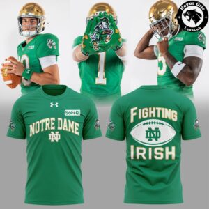 Notre Dame Fighting Irish Wear Green Football T Shirt 2