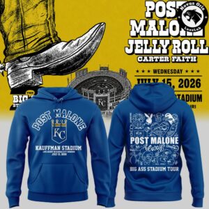 Post Malone x Jelly Roll x Kansas City Royals Big Ass Stadium Tour 2026 Hoodie 2