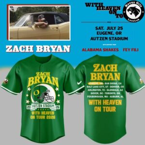 Zach Bryan With Heaven On Tour 2026 Oregon Ducks Baseball Jersey