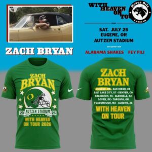 Zach Bryan With Heaven On Tour 2026 Oregon Ducks T-Shirt