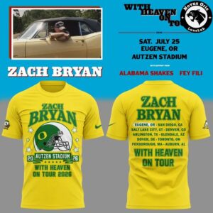 Zach Bryan With Heaven On Tour 2026 Oregon Ducks T Shirt 2