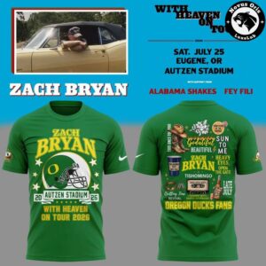 Zach Bryan With Heaven On Tour 2026 Oregon Ducks T Shirt 5