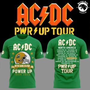 ACDC x Notre Dame Football Power Up Tour 2026 T Shirt 2