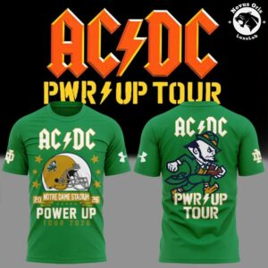 ACDC x Notre Dame Football Power Up Tour 2026 T Shirt 4