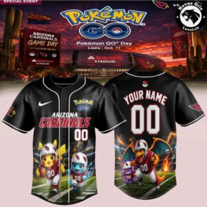 Arizona Cardinals x Pokmon GO Game Day Pikachu Custom Baseball Jersey 1