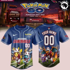 Arizona Cardinals x Pokmon GO Game Day Pikachu Custom Baseball Jersey 2