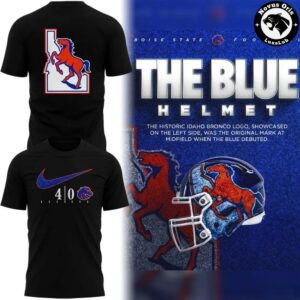 Boise State Broncos 40th Anniversary The Blue Helmet NCAA T Shirt 2