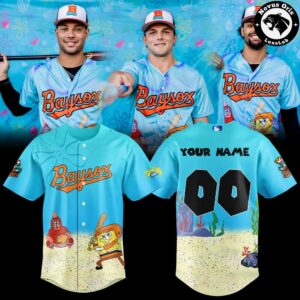 Chesapeake Baysox SpongeBob Splash Day Baseball Jersey 2