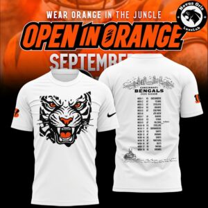 Cincinnati Bengals NFL Open In Orange 2026 Schedule T Shirt 2