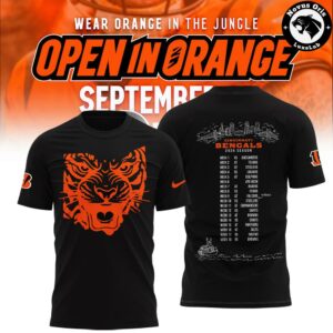 Cincinnati Bengals NFL Open In Orange 2026 Schedule T Shirt 3