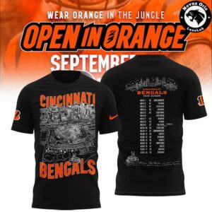 Cincinnati Bengals NFL Open In Orange 2026 Schedule T Shirt 6