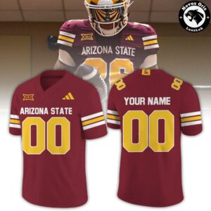 Custom Arizona State Sun Devils NCAA Maroon Gold Football Jersey