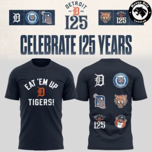 Detroit Tigers Eat Em Up Tigers 125th Anniversary T-Shirt