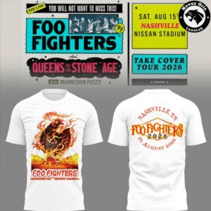 Foo Fighters Take Cover Tour 2026 Nashville Nissan Stadium Concert T Shirt 3