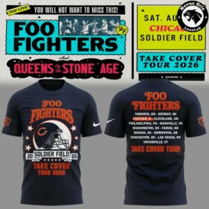 Foo Fighters x Chicago Bears Take Cover Tour 2026 T-Shirt