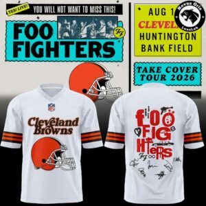 Foo Fighters x Cleveland Browns Take Cover Tour 2026 Football Jersey