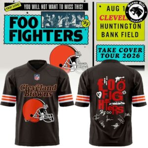 Foo Fighters x Cleveland Browns Take Cover Tour 2026 Football Jersey 2