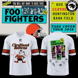 Foo Fighters x Cleveland Browns Take Cover Tour 2026 Football Jersey 3