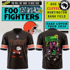 Foo Fighters x Cleveland Browns Take Cover Tour 2026 Football Jersey 4